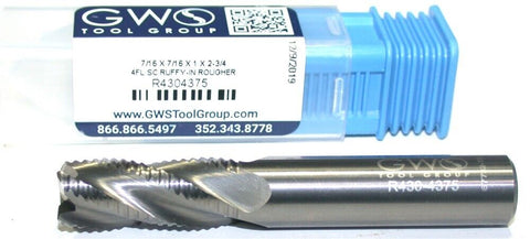 GWS R4304375 7/16" Diameter 7/16' Shank 4 Flute Carbide Roughing Endmill New