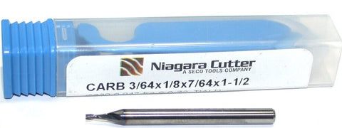 Niagara N85338 3/64" Diameter 1/8" Shank 2 Flute Carbide TiAlN Coat End Mill