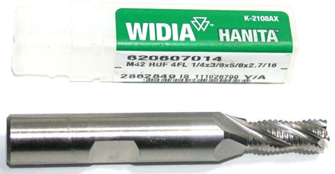Widia 620607014 4-Flute 1/4" Diameter 3/8" shank Cobalt Roughing Endmill