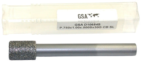 GSA D10654S 3/4" OD 1/2" Shank 30 Grit CBN Grinding Wheel