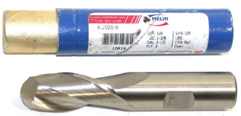 Melin A-2020-B 5/8" 2 Flute 5/8" Shank HSS Ball End Mill New