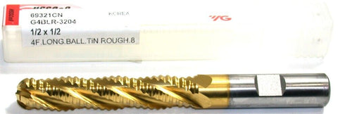 YG-1 69321CN 1/2" 4 flute TiN Coated Extra Long Roughing Ball End Mill