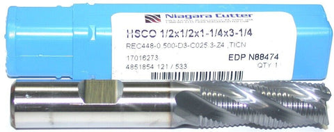 Niagara Cutter Cobalt 1/2" 4 Flute TiCN Coat Roughing End Mill N88474 new