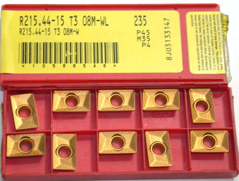 Lot of 10 Sandvik R215.44-15 T3 08M-WL 235 Coromat Carbide Milling Inserts
