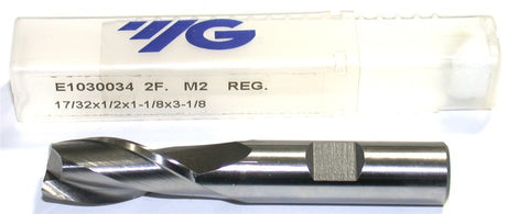 YG-1 E1030034 17/32"" Diameter 1/2" Shank 2 Flute HSS End Mill New