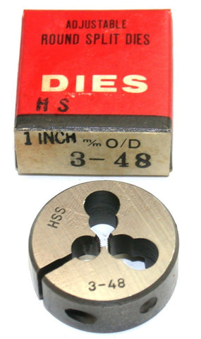 Adjustable 3-48 UNC HSS 1" OD Thread Die