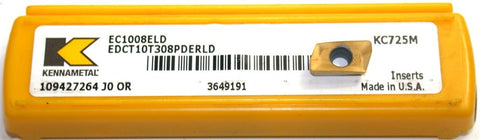 Lot of 5 Kennametal EC1008ELD KC725M TiN Coated Carbide Milling Cutter Inserts