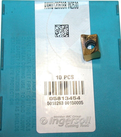 Lot of 10 Ingersoll Carbide ANHU120608R IN2530 TiN Coated Milling Inserts