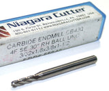 Niagara 55842 3/32" Diameter 1/8" Shank 4 Flute Carbide Ball End Mill