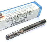 Niagara 86275 3/16" Diameter 3/16" Shank 4 Flute Carbide Ball End Mill