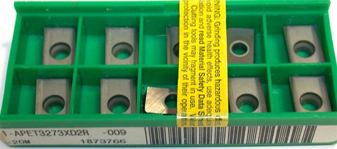 Lot of 10 New Greenleaf Face Mill Hushcut Inserts APET-32.73XD2R