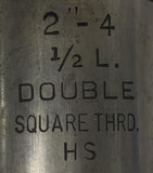 John Bath Co 2"-4 1/2 L Plug Hand Tap 6 Flute Double Square Thread. HS