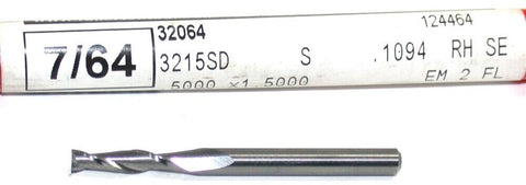 Fullerton 32064 7/64" Diameter 2 Flute Solid Carbide End Mill