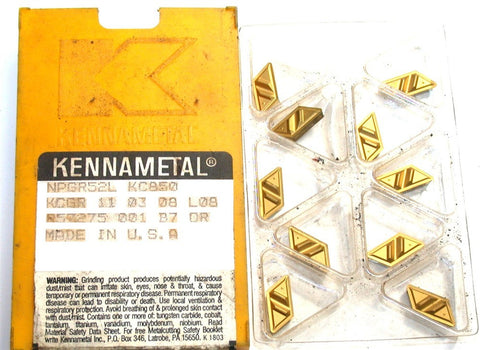 Lot of 10 Kennametal NPGR52L KC850 Top Notch Profiling Indexable Carbide Inserts