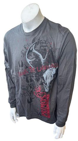 Primos Men's Hunting Calls Speak The Language Gray Long Sleeve Shirt Size Large