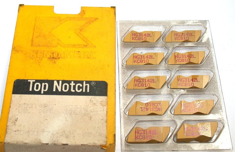 Lot of 10 Kennametal NG3142L KC810 Top Notch Tin Coated Grooving Inserts