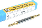 Niagara 76048 1/8" diameter 3/16" Shank 4 Flute Tin Coat HSS End Mill