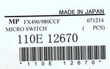 Matsushita ABS1116513 Roller Lever Switch 0.1 Amps 250 VAC (2 Available)