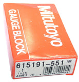 Mitutoyo 615191-551 Precision 0.100” Square Carbide Gauge Gage Block ASME 2
