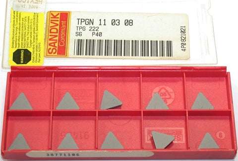 Lot of 10 Sandvik Indexable Turning Carbide Inserts TPGN 11 03 08 P40