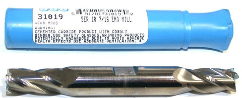 SGS 31019 7/16" Diameter 1/2" Shank 4 Flute Double End Carbide End Mill