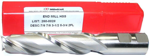 YG-1 Minicut 280-0028 7/8" Diameter 7/8" Shank 2 Flute HSS End Mill New