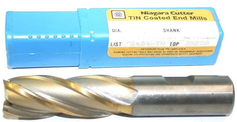 Niagara 35250 25/32" diameter 3/4" Shank TiAlN Coat 4 Flute HSS End Mill