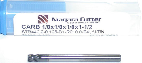 Niagara N09882 1/8" diameter 4 Flute ALTiN Coated Carbide End Mill New