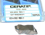 Lot of 10 New Kyocera Ceratip TC-60 Indexable Carbide Inserts 9ZA 8502 REV 1