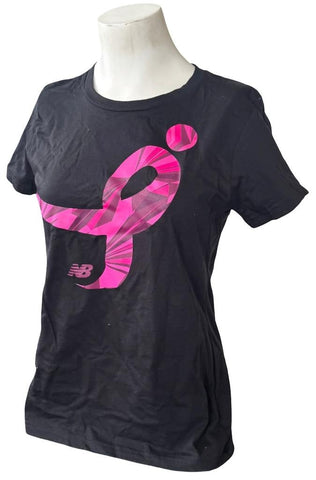 New Balance Women's NB Breast Cancer Awareness Black Short Sleeve Shirt Size S