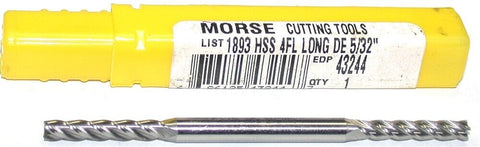 Morse Cutting Tools 43244 5/32" Diameter 3/16" Shank 4 Flute HSS End Mill New