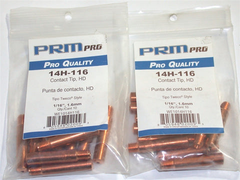 Lot of 20 PRM Pro 14H-116 1/16" Contact Tip for Lincoln & Tweco MIG Welding Guns