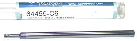 Harvey 64455-C6 .055" (1.4 mm) Diameter Long Reach 3 Flute Carbide End Mill