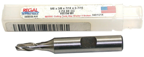 Regal 055036AM M5 Diameter 3/8 inch Shank 2 Flute Single End HSS End Mill