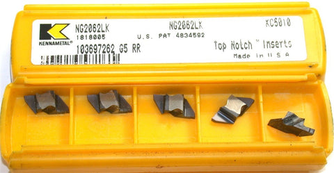 Lot of 5 Kennametal NG2062LK KC5010 Top Notch Grooving Insert TiAlN Coated