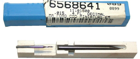 MA Ford 4-Flute Carbide .015" Diameter End Mill 11101500 w/ .029 drill New