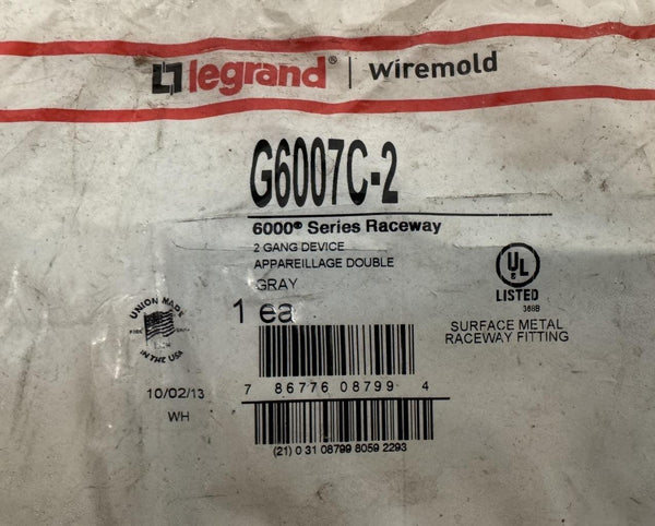 Legrand G6007C-2 Gray Cover Plate 2-Gang Device 6000 Series Raceway