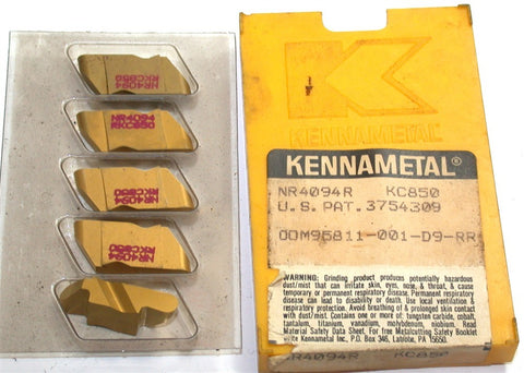 Lot of 5 New Kennametal NR4094R KC850 Top Notch Grooving Inserts