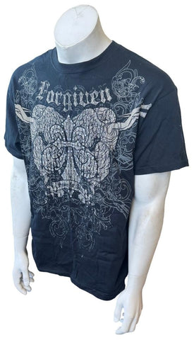 Gildan Men's Forgiven Peace To Men Graphic Black Short Sleeve Shirt Size Large