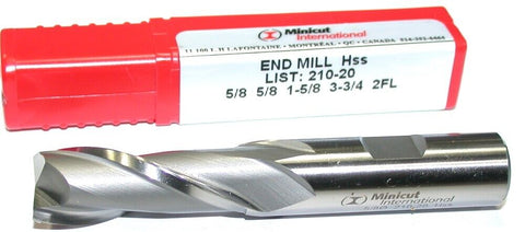 Minicut 210-20 5/8" Diameter 5/8" Shank 2 Flute HSS End Mill New