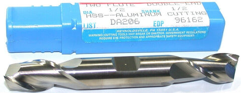 Niagara 1/2" diameter 2 Flute Double End HSS End Mill 96162 New