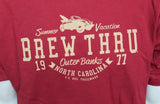 Anvil Men's Brew Thru Outer Banks 1977 Summer Vacation Red Short Sleeve Shirt L