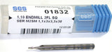 Kyocera SGS 01832 1.10mm Diameter 2 Flute Carbide End Mill