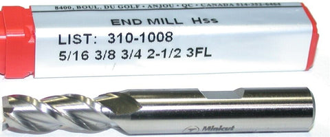 YG-1 Minicut 310-1008 5/16" Diameter 3/8" Shank 3 Flute HSS End Mill New