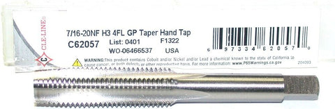 Cleveland Twist C62057 7/16"-20 NF H3 4 flutes Taper Tap New