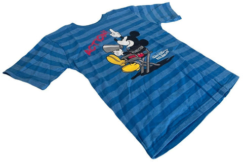Disney Boys Mickey Mouse Action! Walt Disney Studios Striped Shirt Size Medium