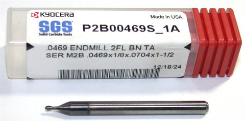 SGS Kyocera P2B00469S_1A .0469" TiAlN Coated Carbide Ball Endmill 2FL 1/8" Shank