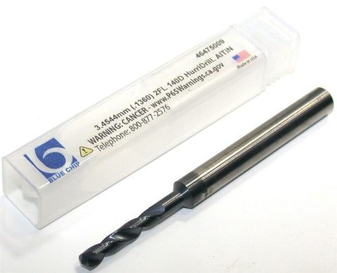Blue Chip 46475009 .136" (3.4544mm) Dia. 6mm shank Altin Coat Carbide Hurridrill
