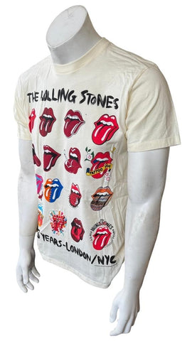 Alstyle Men's The Rolling Stones 50 Years London/NYC Beige Shirt Size Medium