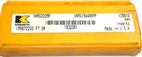 Lot of 4 Kennametal VNMG332MP KC5010 Kenloc Carbide TiAlN Coated Turning Inserts